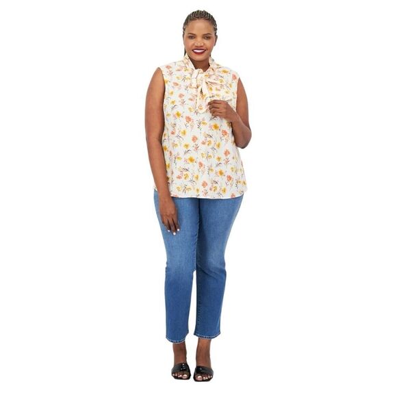 Bar III Tie Neck Floral Sleeveless Blouse size 2X - Picture 11 of 11